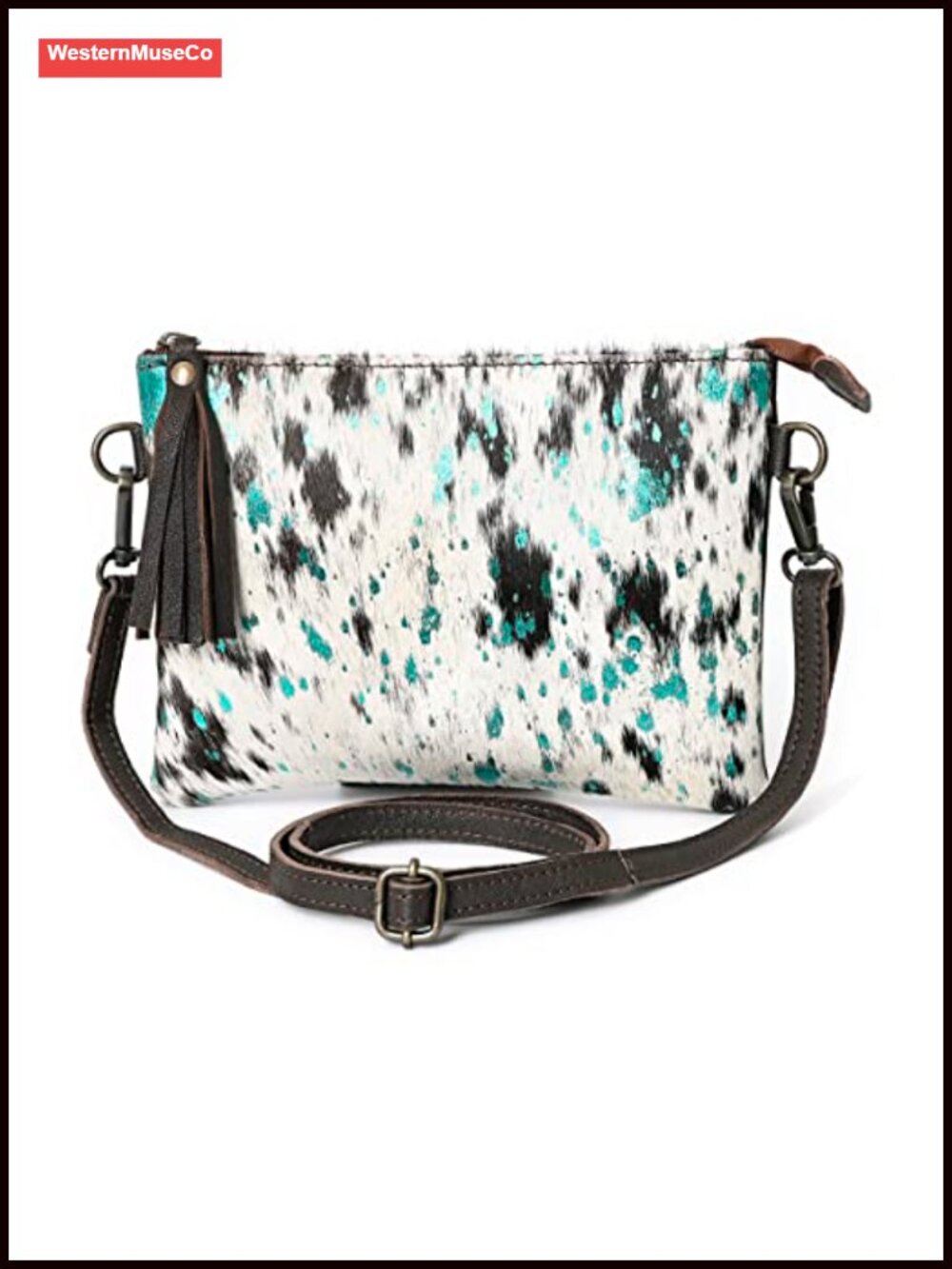 Hair on Cowhide Leather Crossbody Pouch Bag Detachable Strap